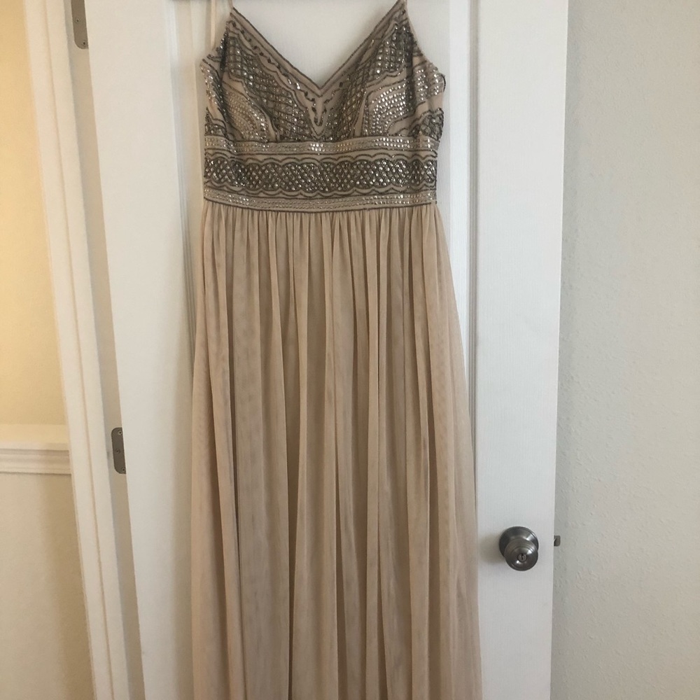 Beige Long Wedding dress.